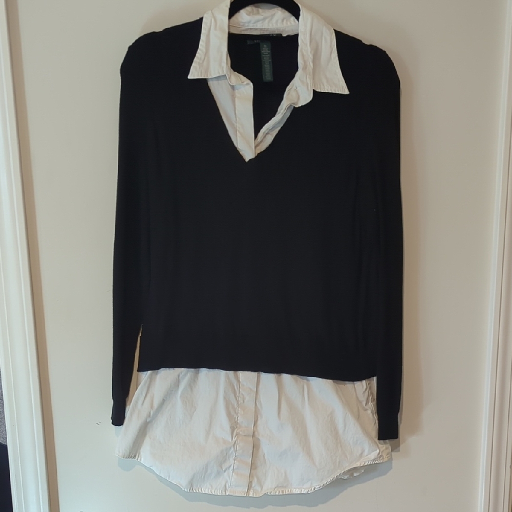 Ralph Lauren One Piece Black and White Layered Button Down Shirt